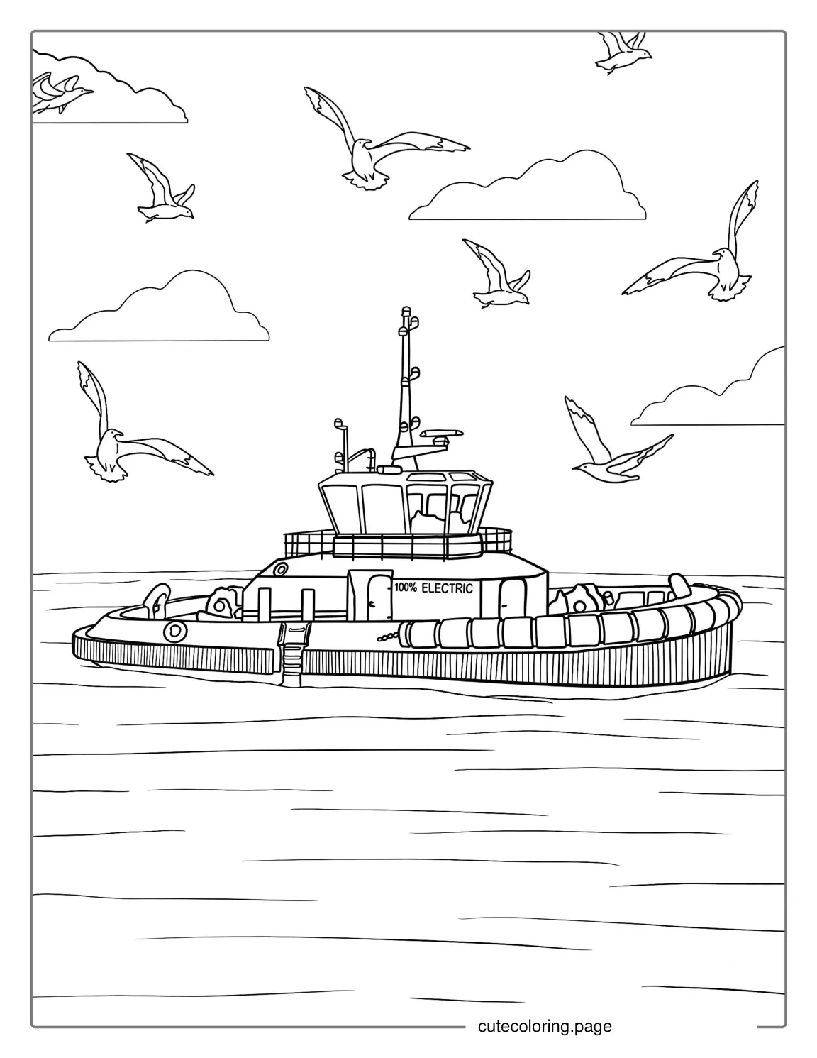 Detailed Coloring Page Of a Tugboat coloring page