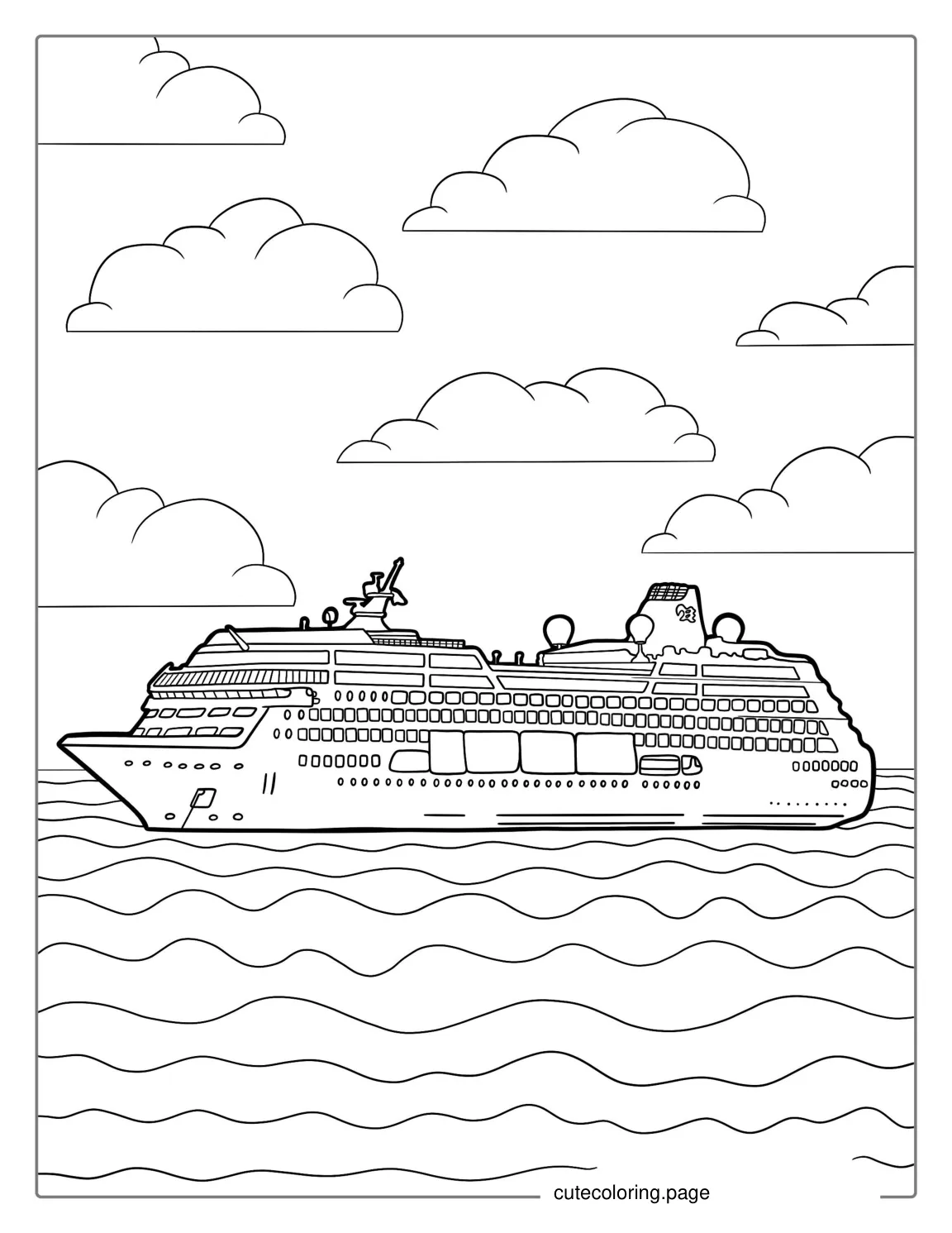 Detailed Cruise Ship To Color coloring page