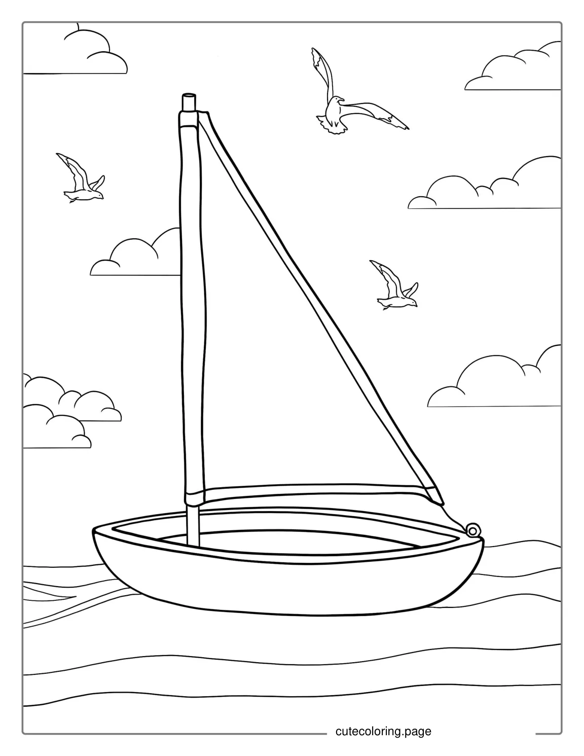 Easy Outline Of a Sail Boat To Color coloring page