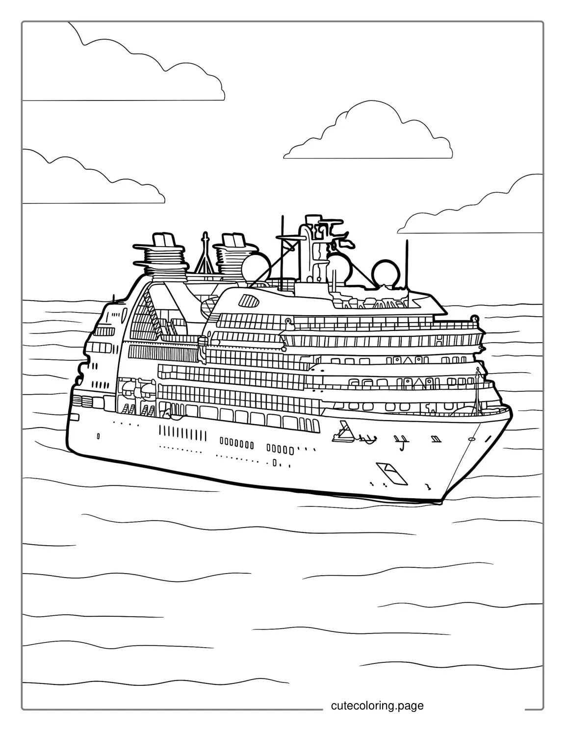 Large Cruise Ship On The Open Seas To Color coloring page