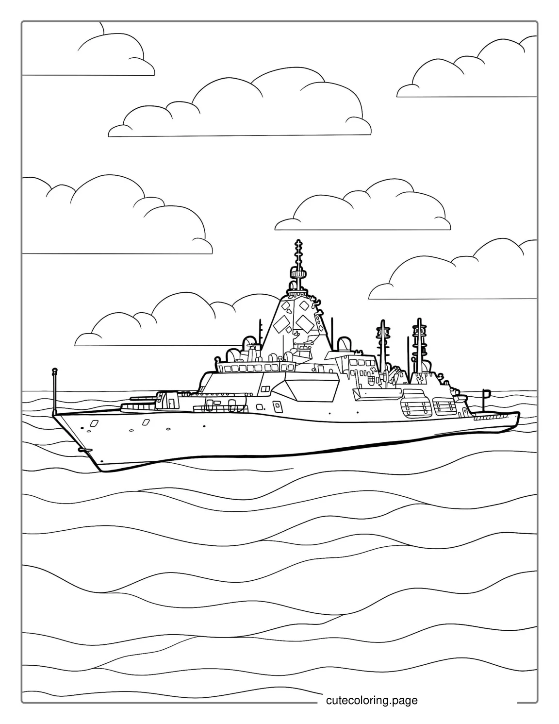 Navy Destroyer Warship Coloring Page coloring page