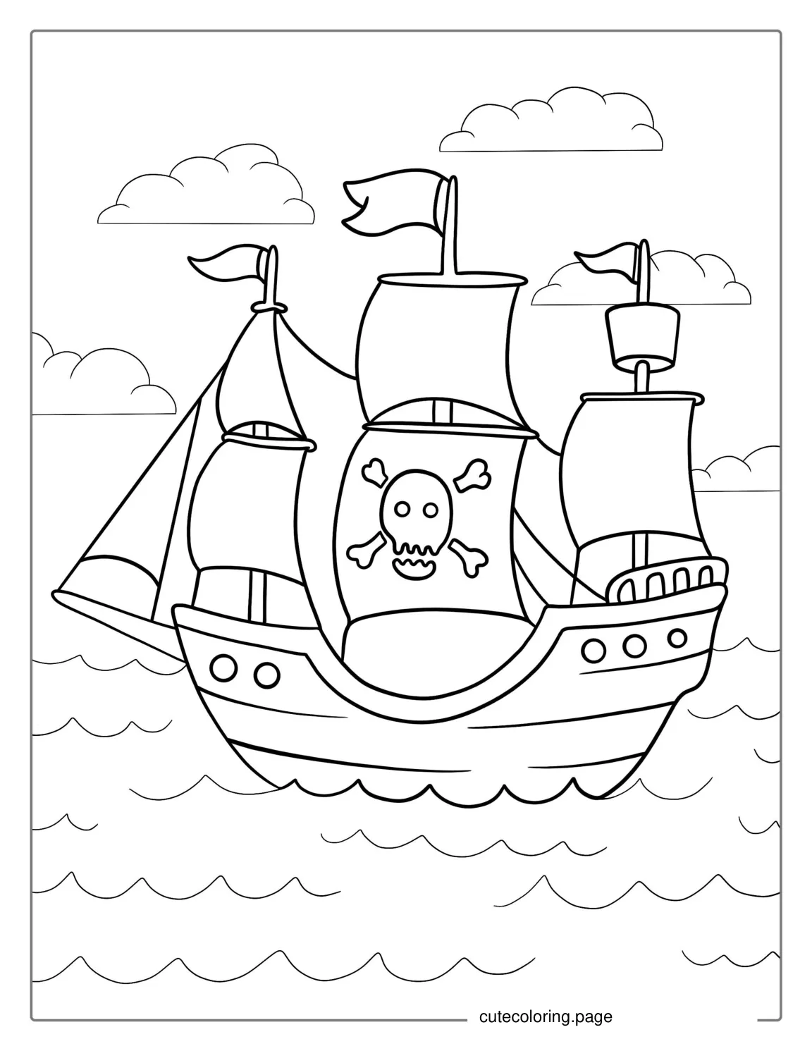 Pirate Ship Coloring Page For Kids coloring page