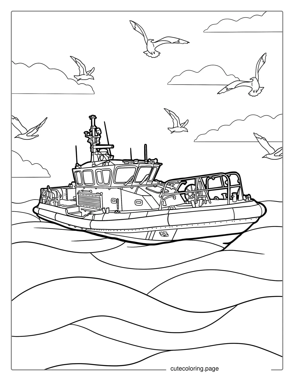 Sea Patrol Boat Coloring Page For Kids coloring page