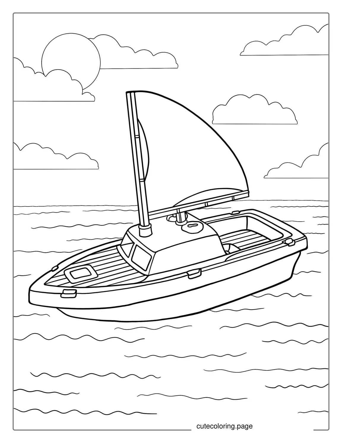 Simple Outline Of a Boat To Color For Preschoolers coloring page