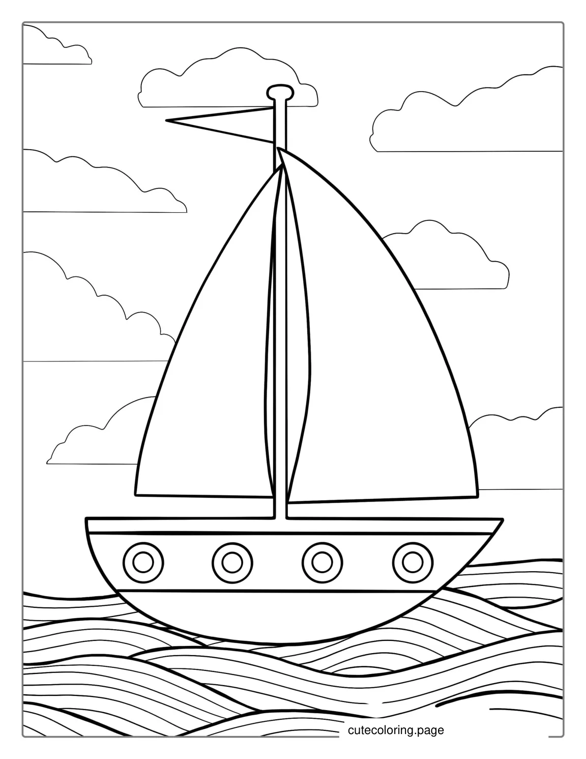 Simple To Color Sail Boat For Kids coloring page