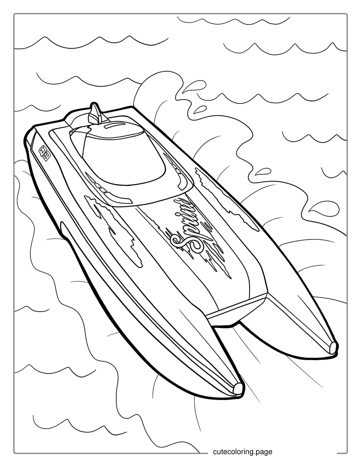 Super Fast Speed Boat Coloring Page For Kids coloring page