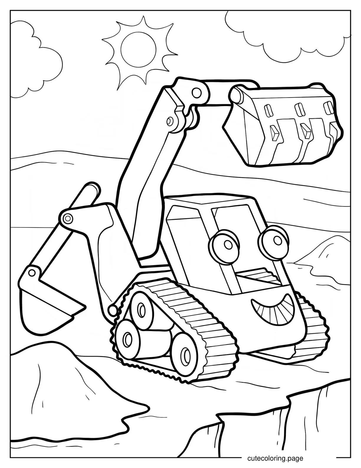 Benny The Compact Tracked Digger coloring page