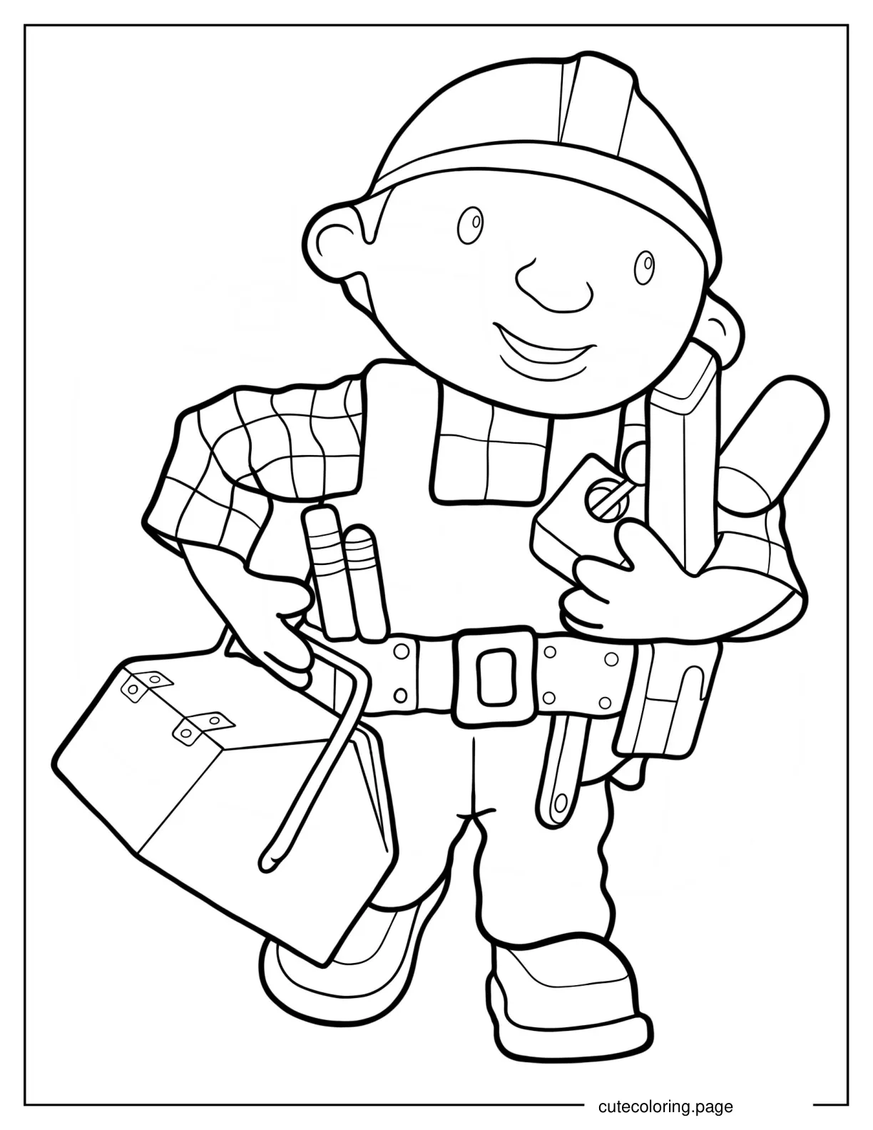 Bob The Builder Outline Coloring In For Kids coloring page