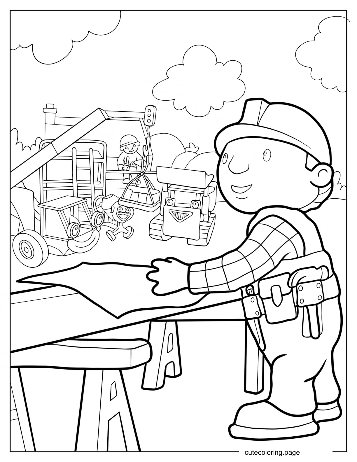 Bob The Builder With Crew In Construction Site coloring page