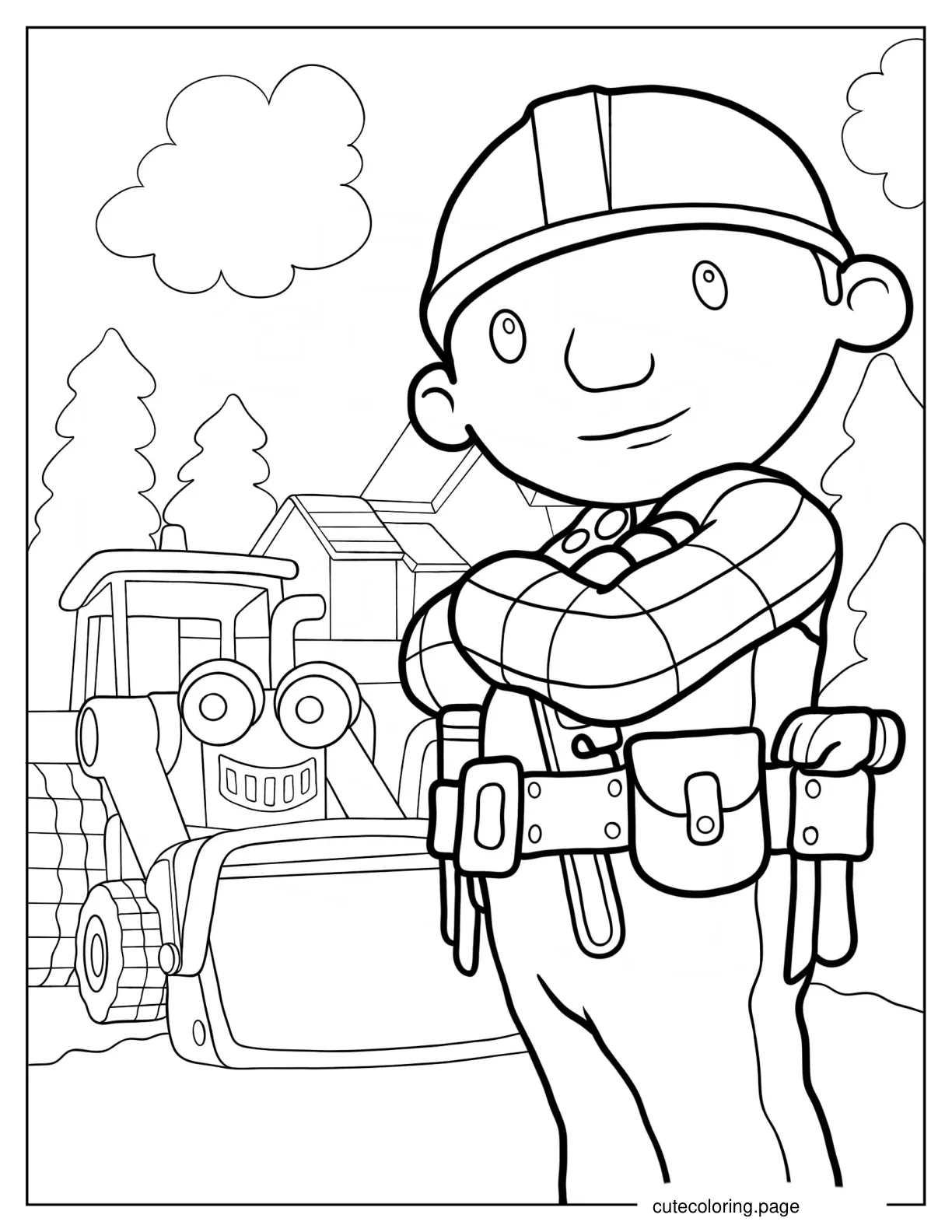 Coloring Page Of Bob With Scoop In Background coloring page