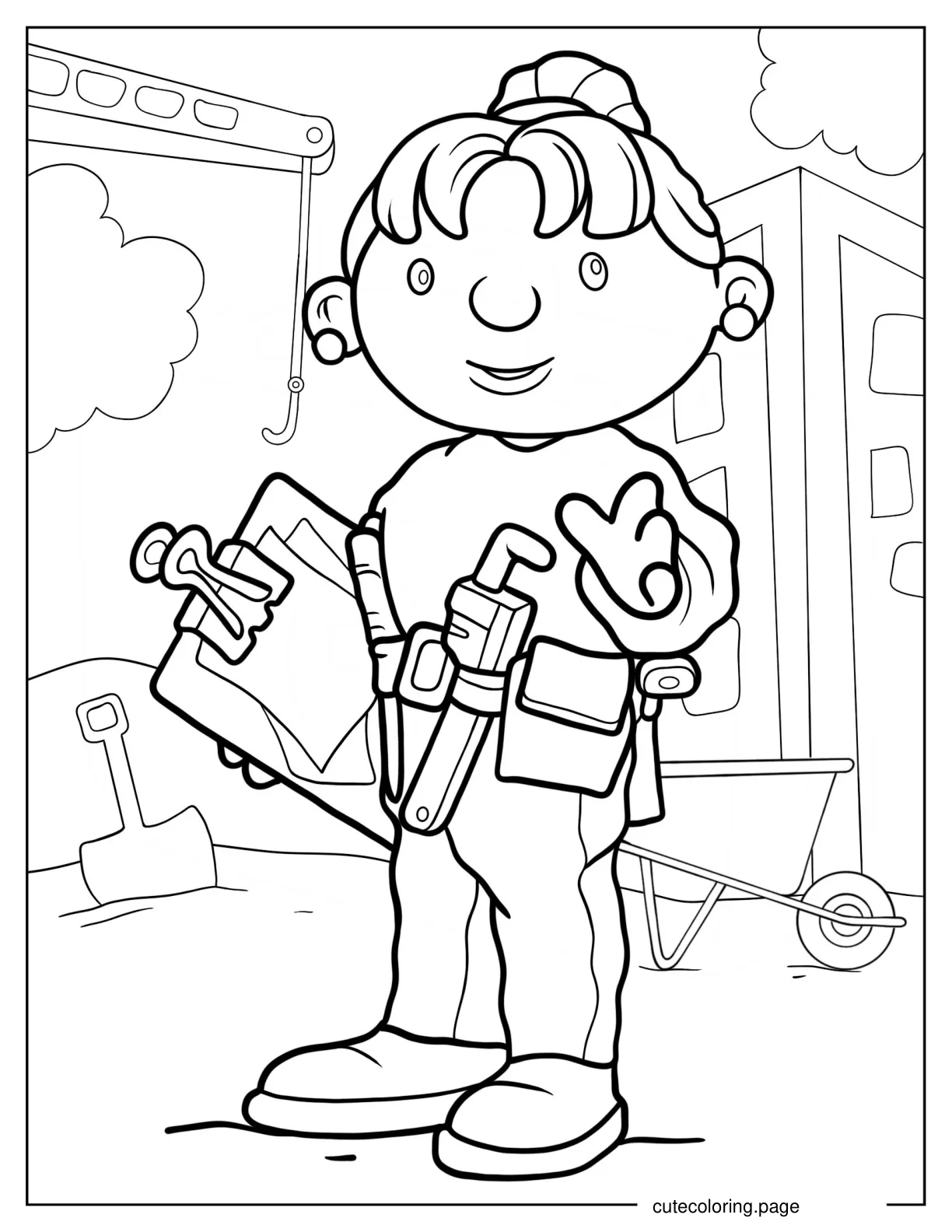 Wendy With Clipboard And Tools coloring page