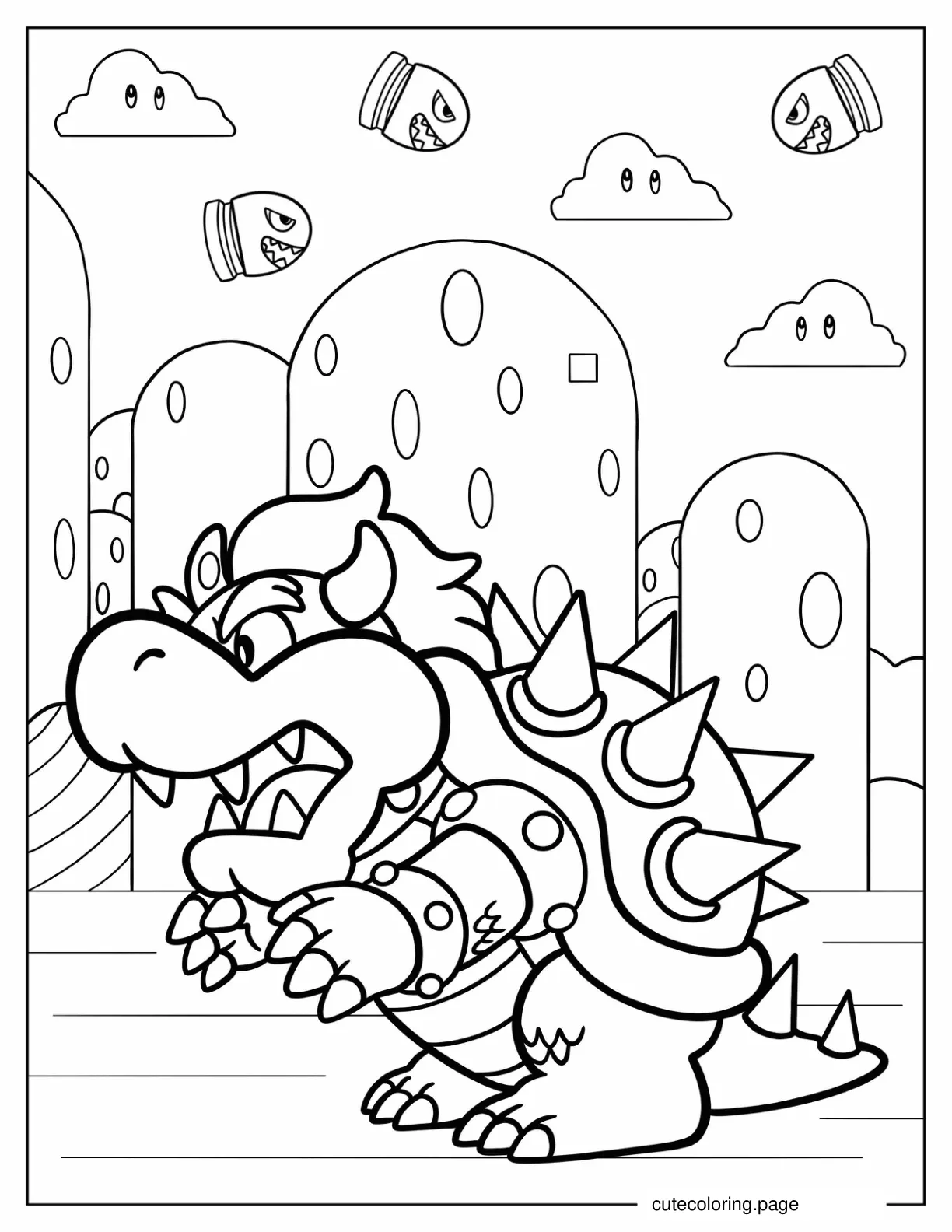 Baby Bowser With Spikey Shell coloring page