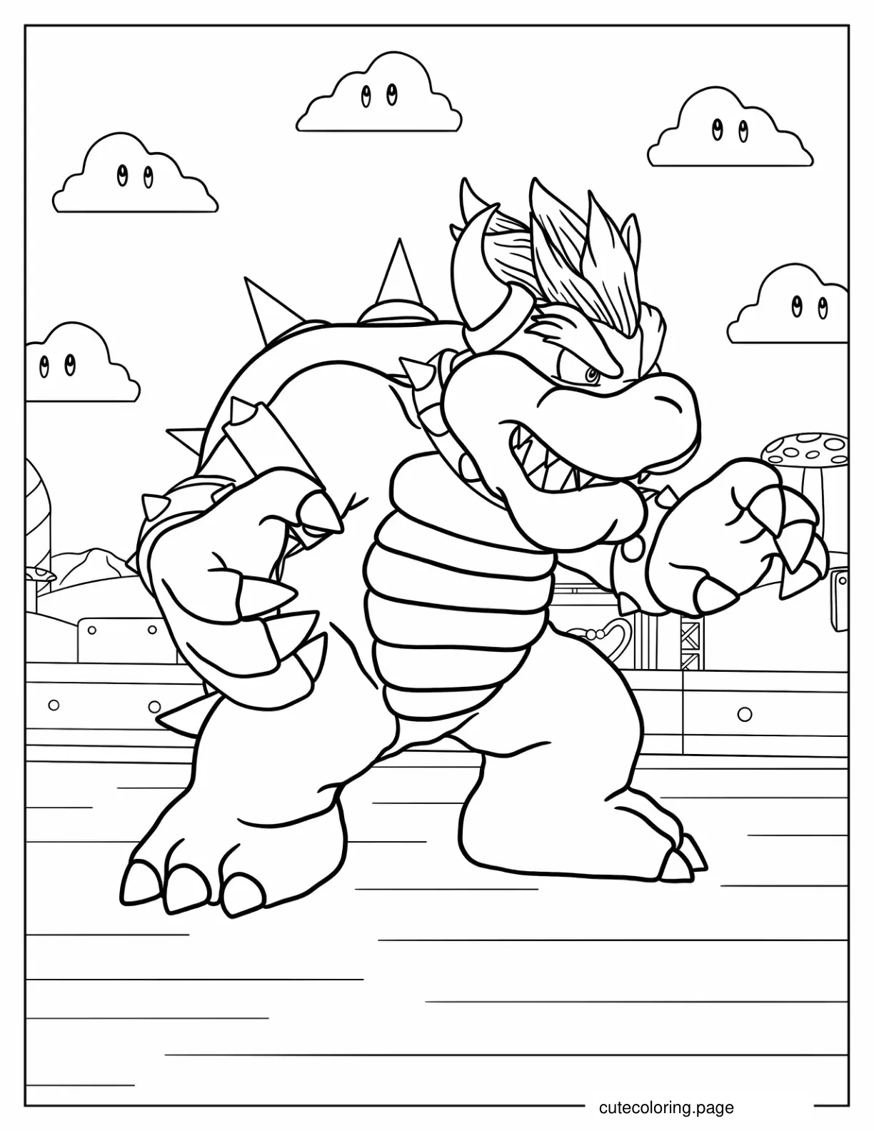 Bowser Coloring Sheet For Kids coloring page