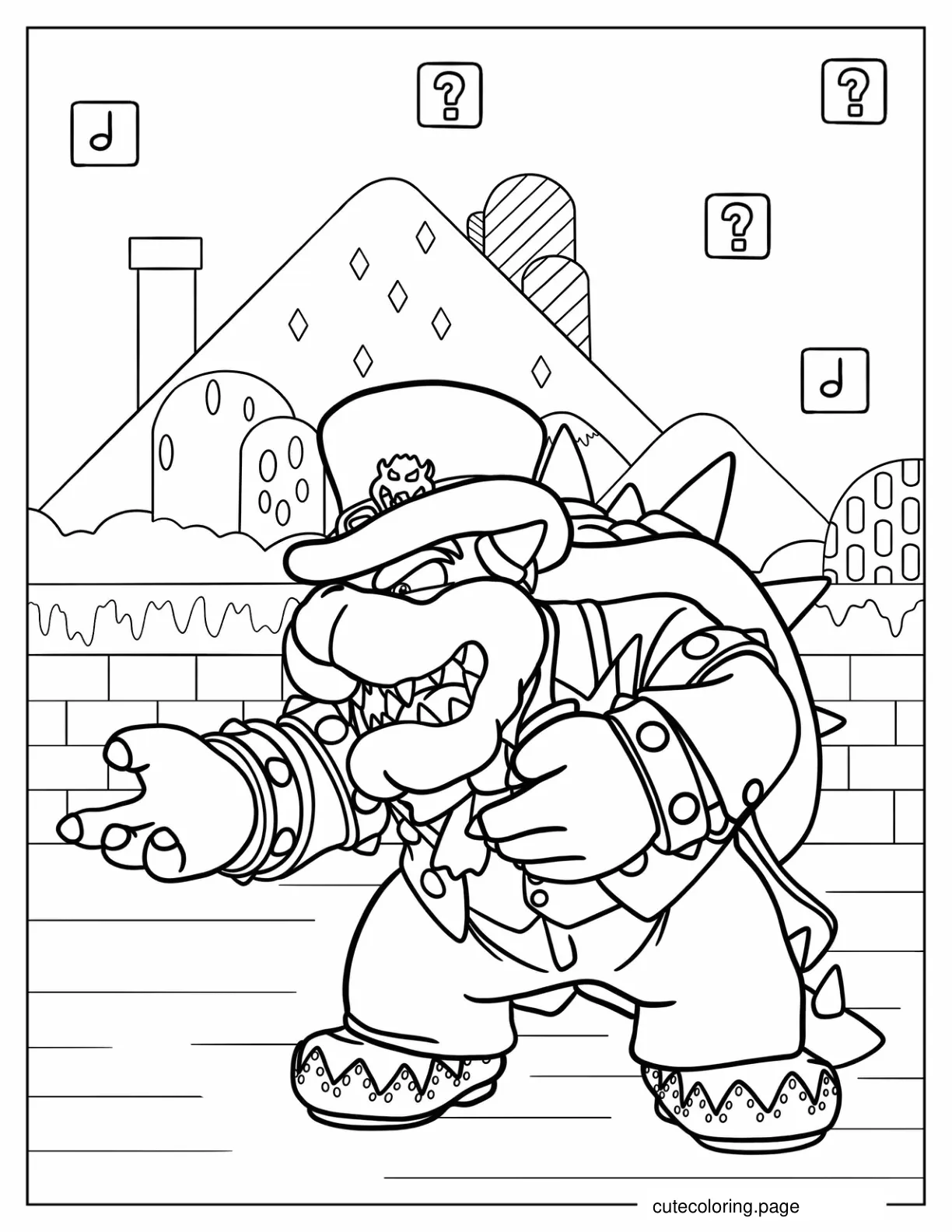 Bowser Dressed In Wedding Suit coloring page