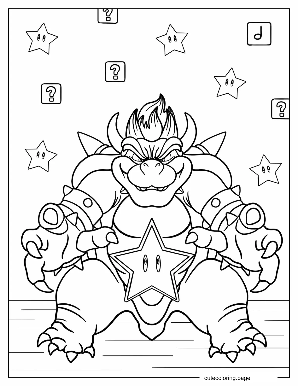 Bowser Holding Super Star coloring page