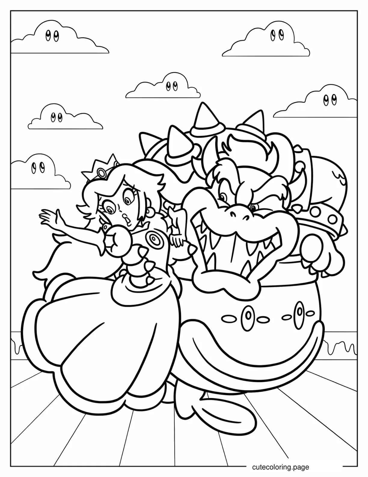 Bowser Kidnapping Princess Peach coloring page