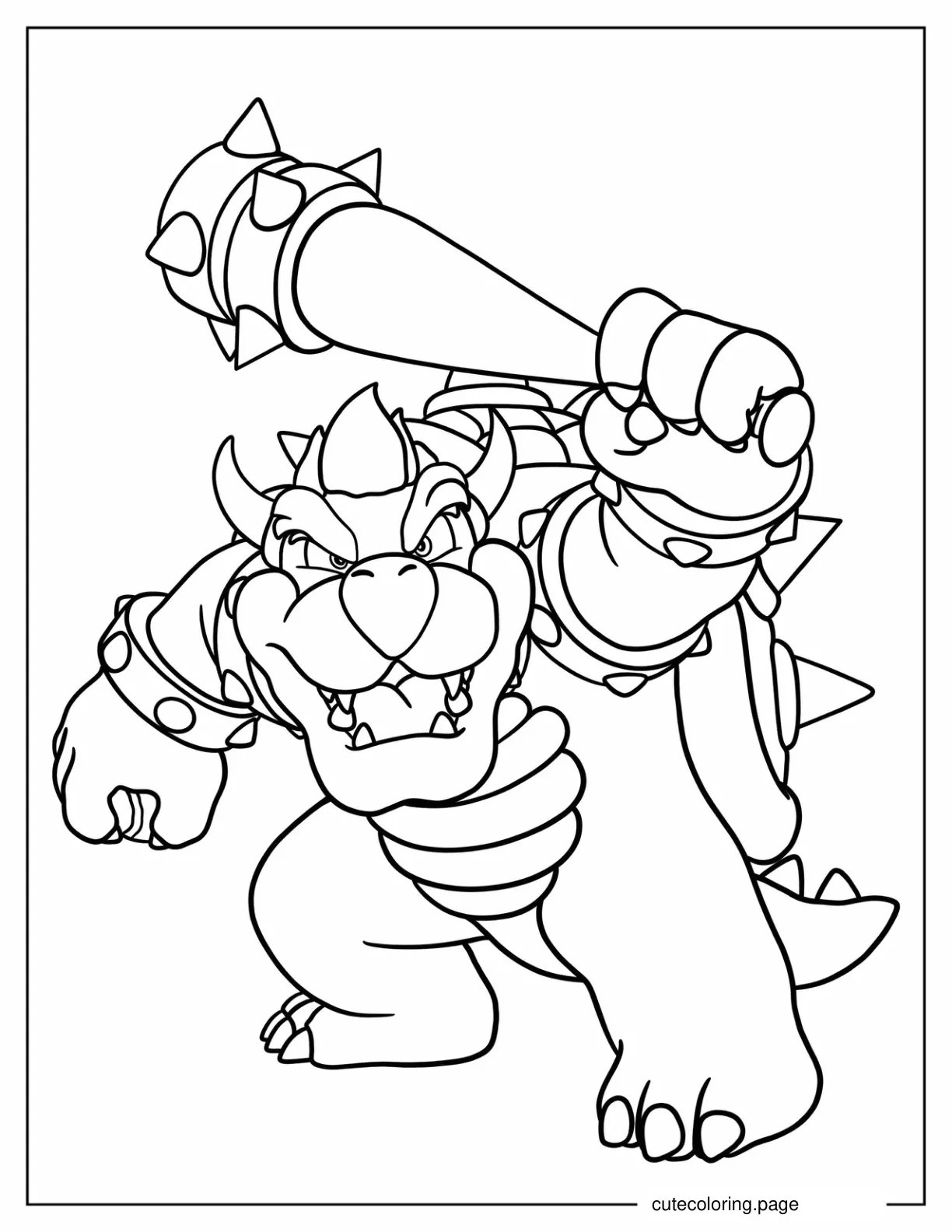 Bowser Wielding Club coloring page