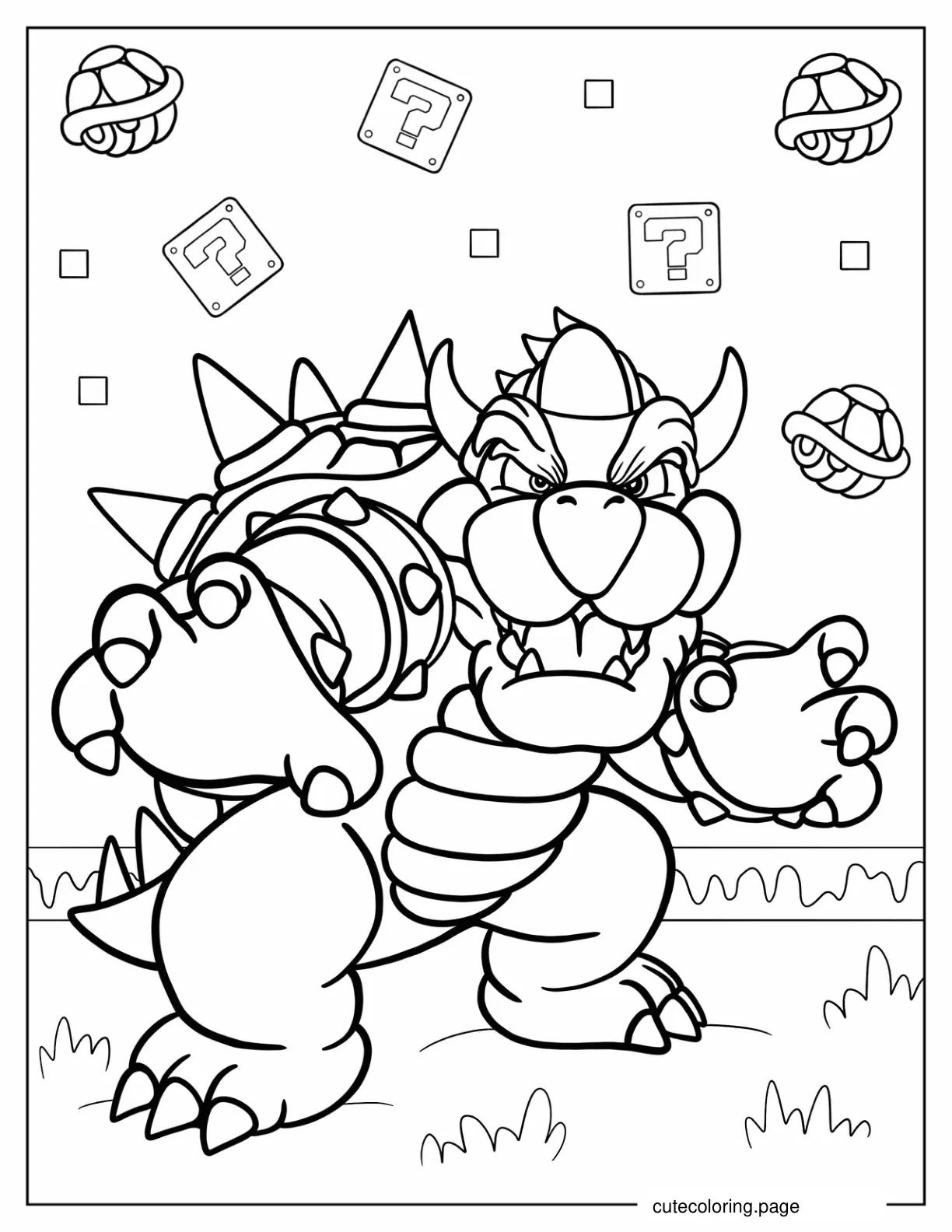 Coloring Page Of Bowser With Turtle Shells coloring page