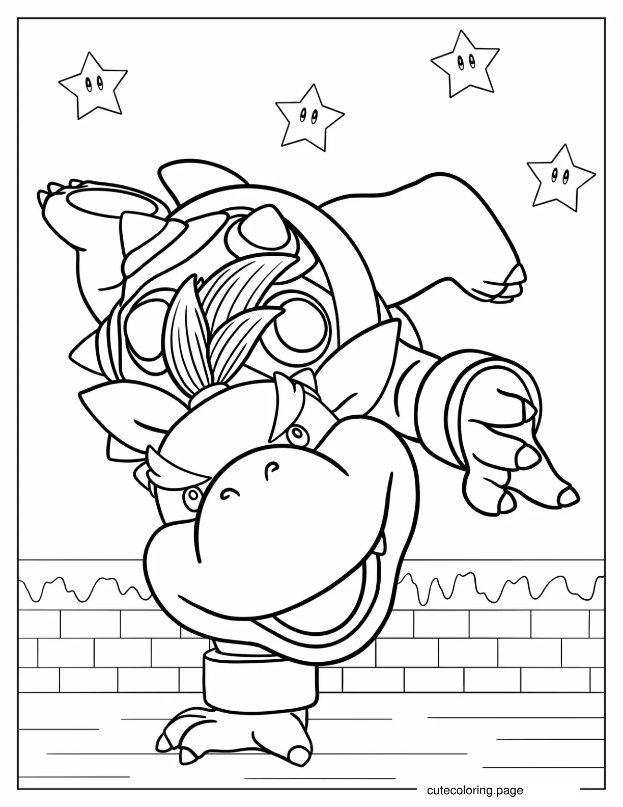 Playful Baby Bowser To Color coloring page