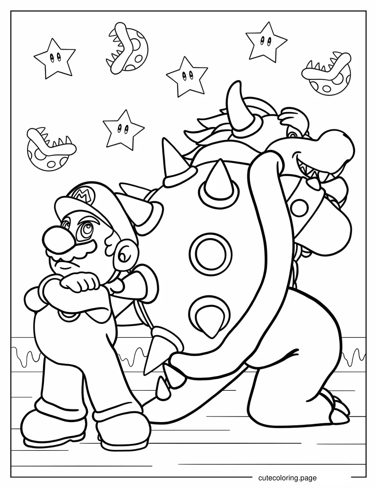 Super Mario And Bowser Coloring Sheet coloring page