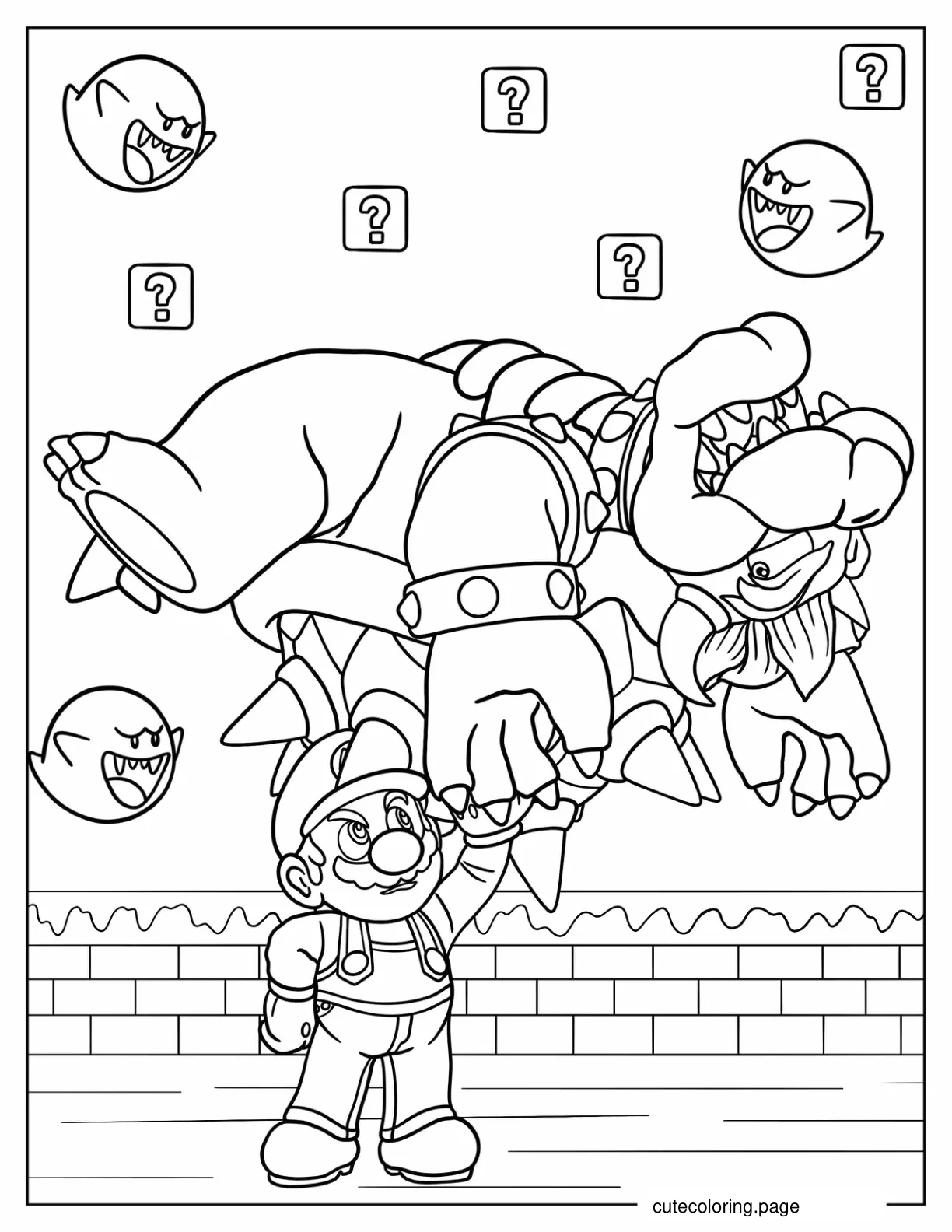 Super Smash Bros Of Mario Holding Up Bowser coloring page