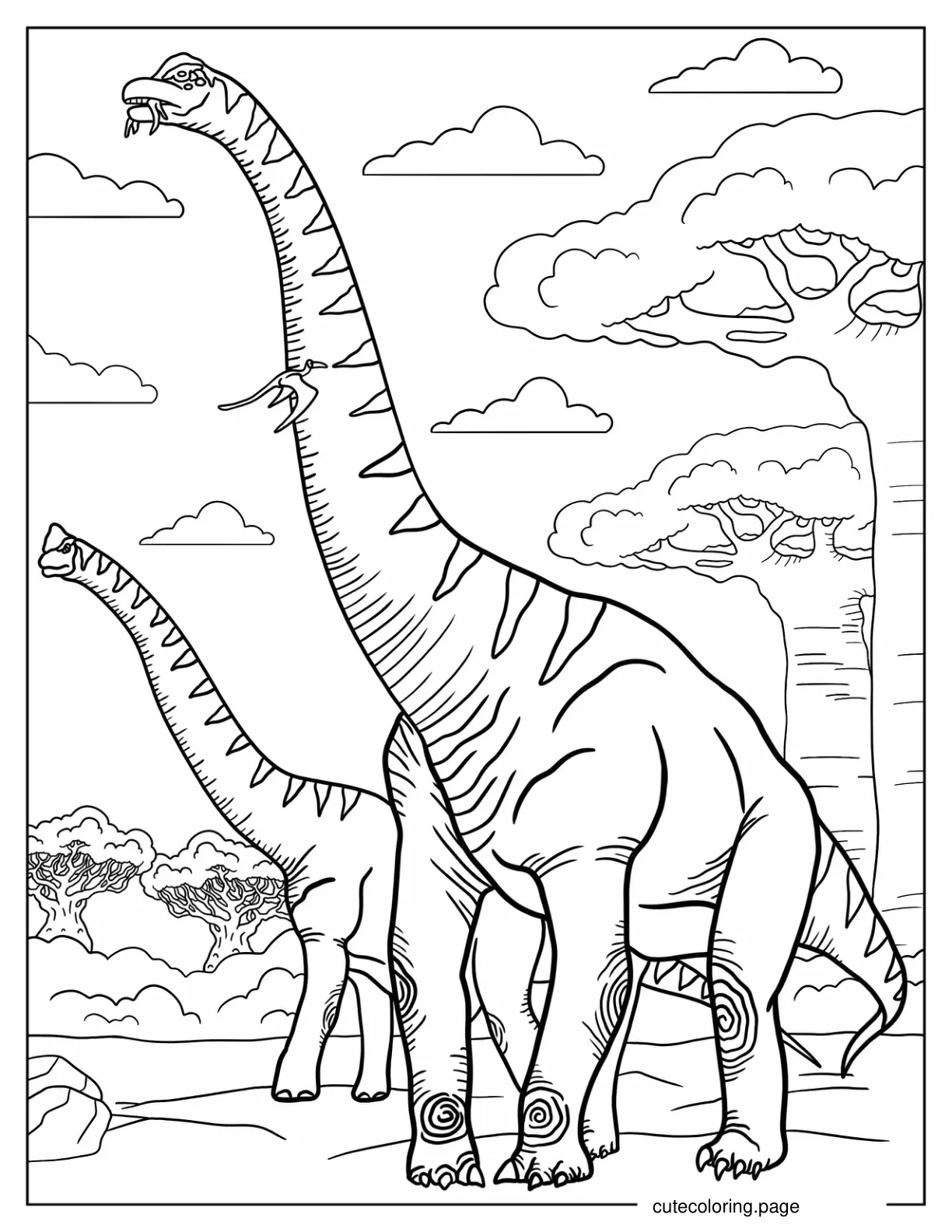 Coloring Page Of Realistic Brachiosaurus coloring page