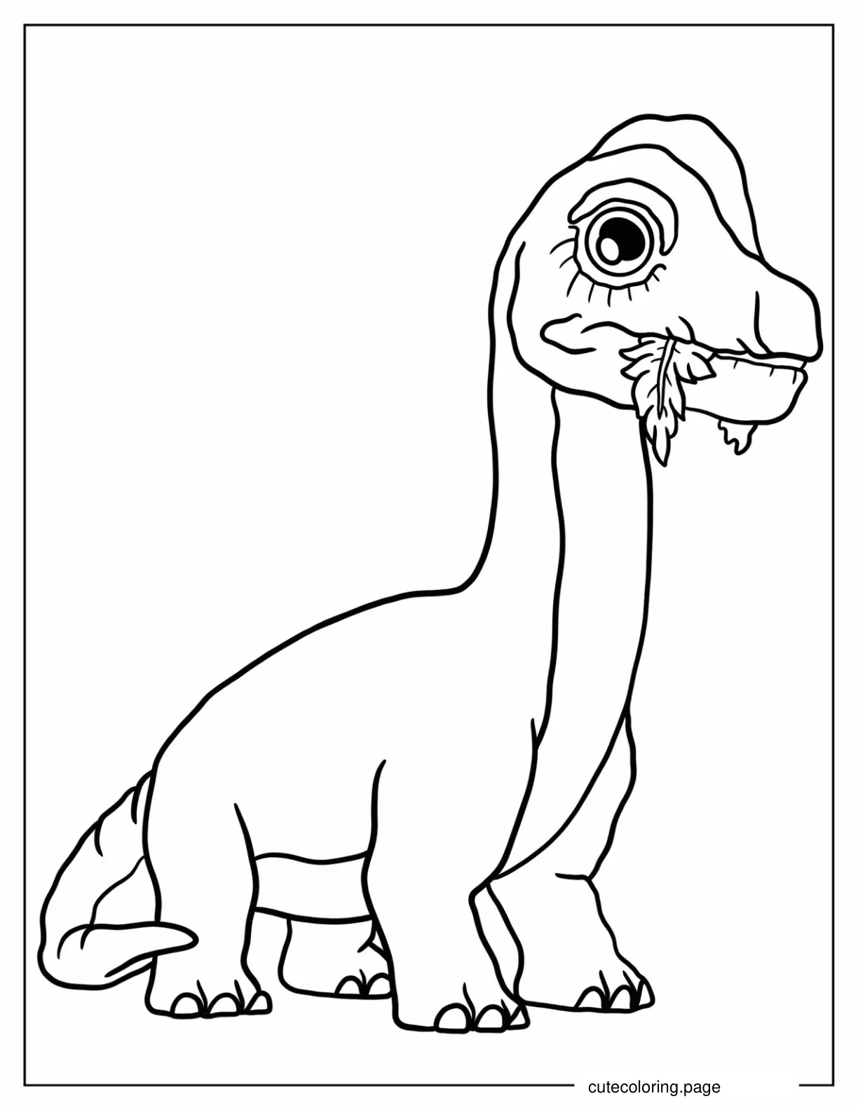 Easy Outline Of Brachiosaurus Eating Coloring In For Kids coloring page