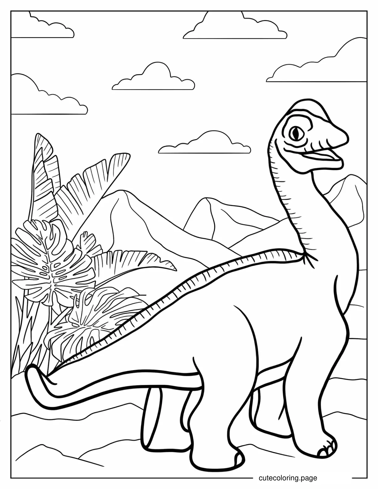 Kawaii Young Brachiosaurus Coloring Sheet coloring page