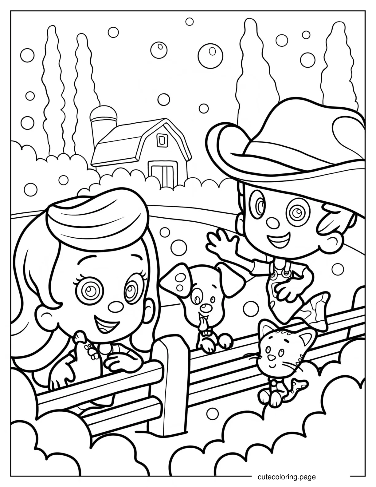 Bubble Guppies Molly And Gil Go To Farm coloring page