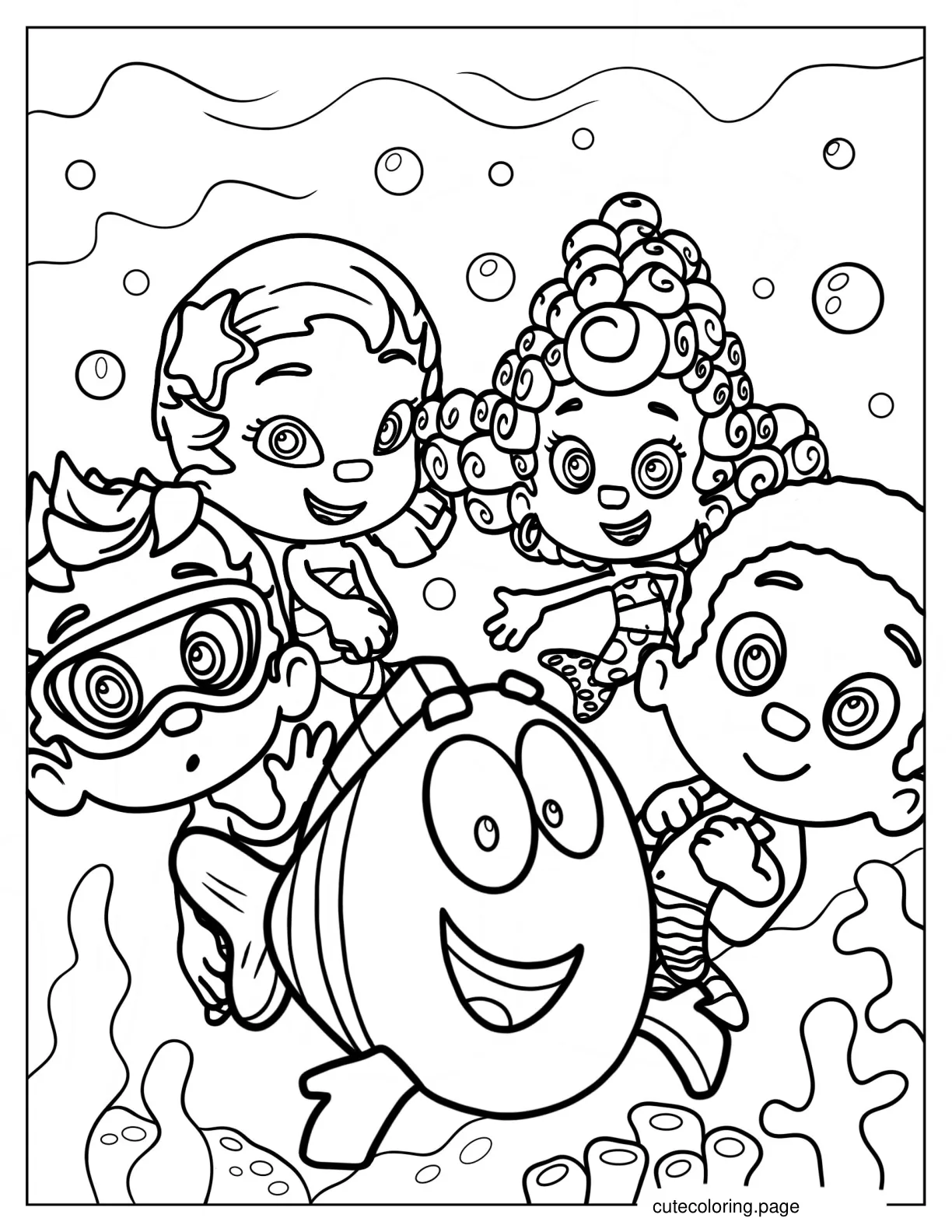 Bubble Guppies Oona Deema Nonny Goby And Mr. Grouper  coloring page