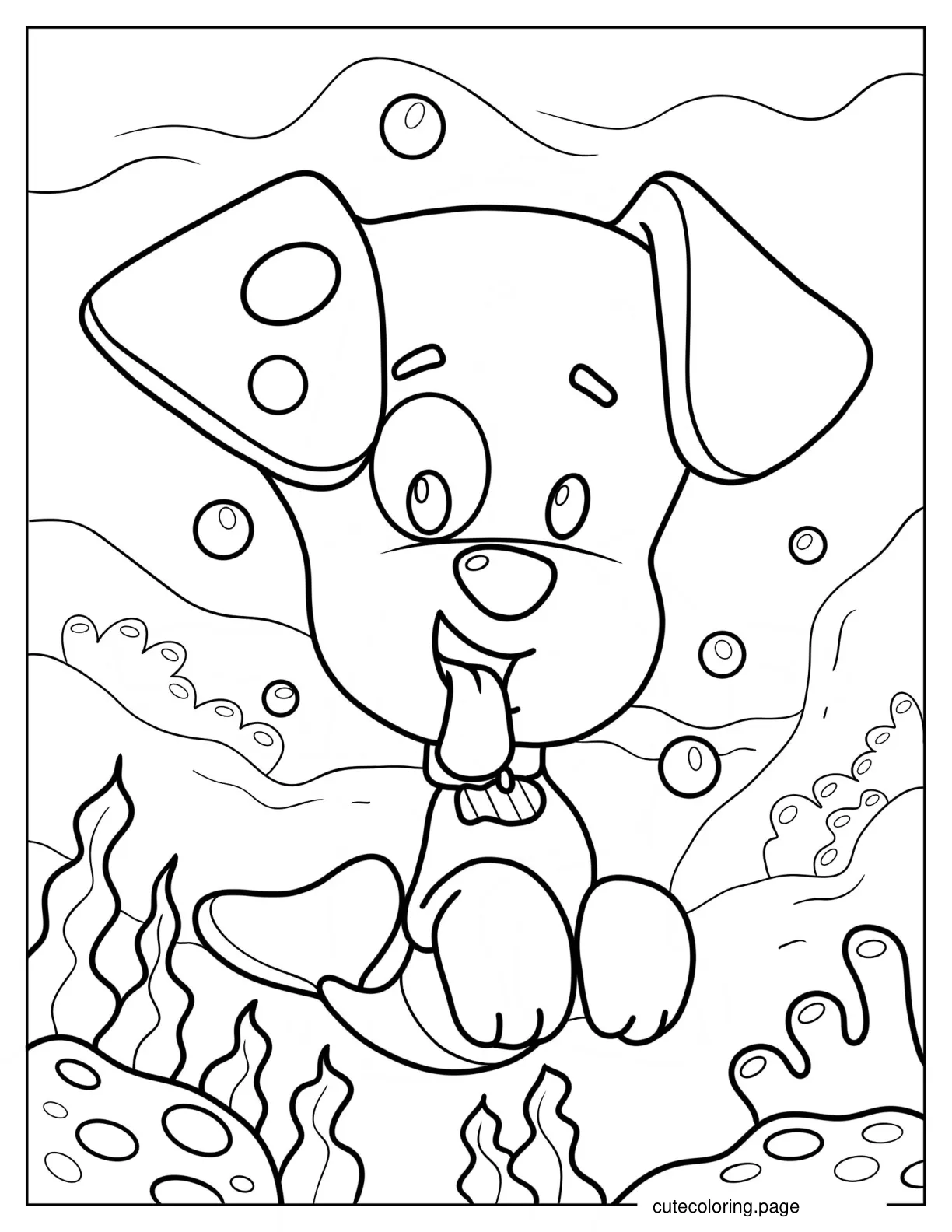 Cute Bubble Puppy Coloring Page For Kids coloring page