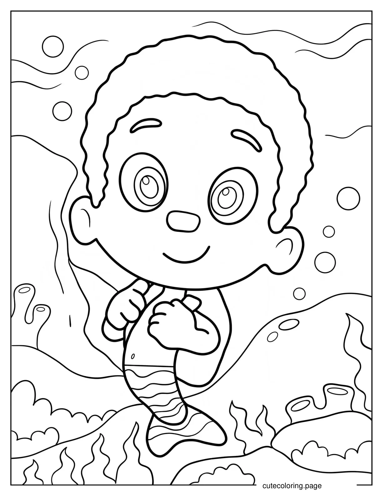 Cute Goby With Backpack Coloring Page coloring page