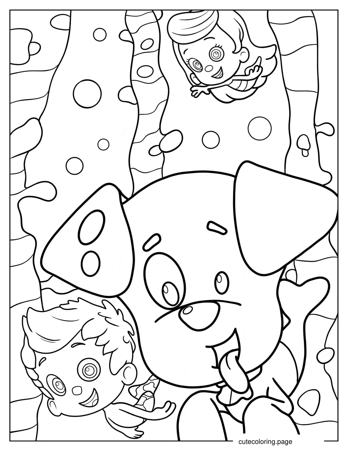 Easy Bubble Puppy With Gil And Molly Coloring Sheet For Kids coloring page