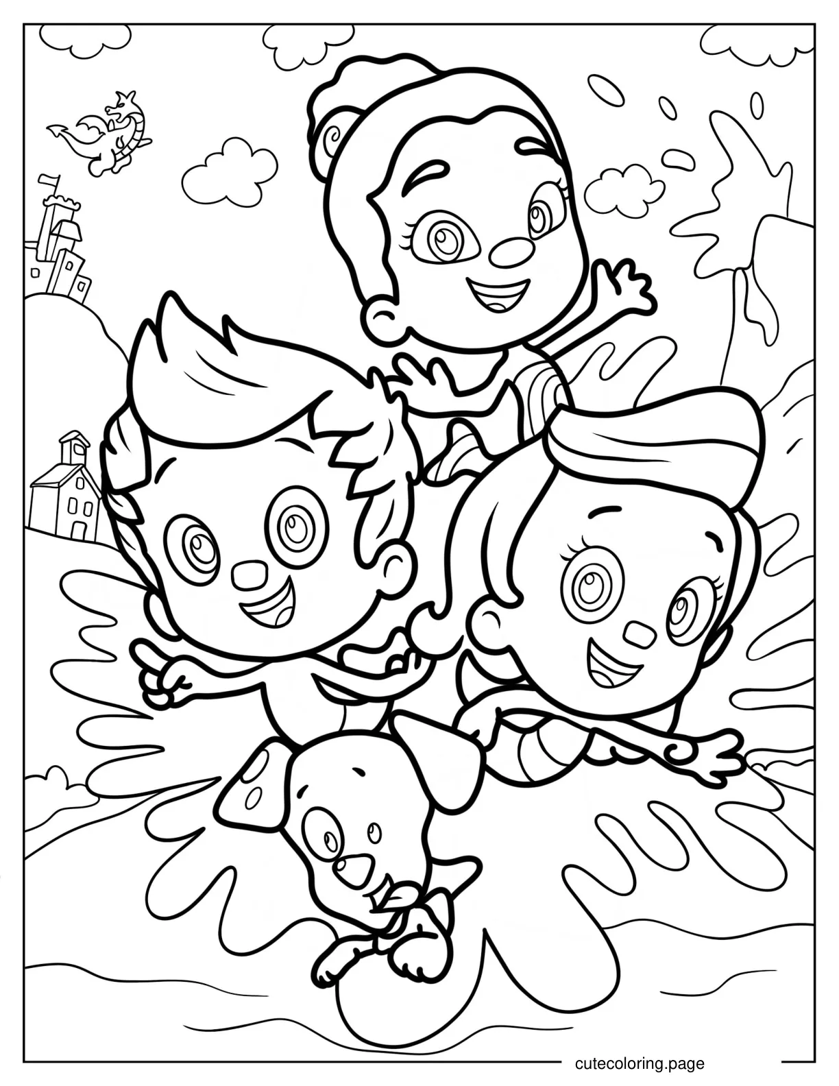 Gil Zooli Molly And Bubble Puppy Making Splash coloring page