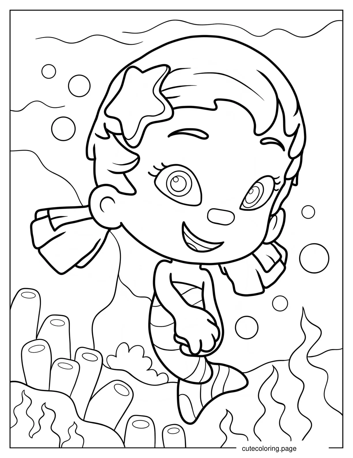 Kawaii Mermaid Oona Bubble Guppies Coloring Sheet coloring page