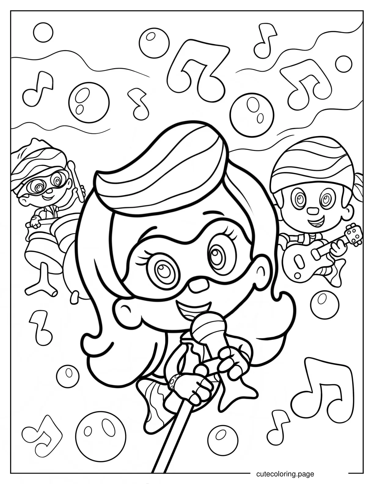 Molly Singing In Band Bubble Guppies coloring page