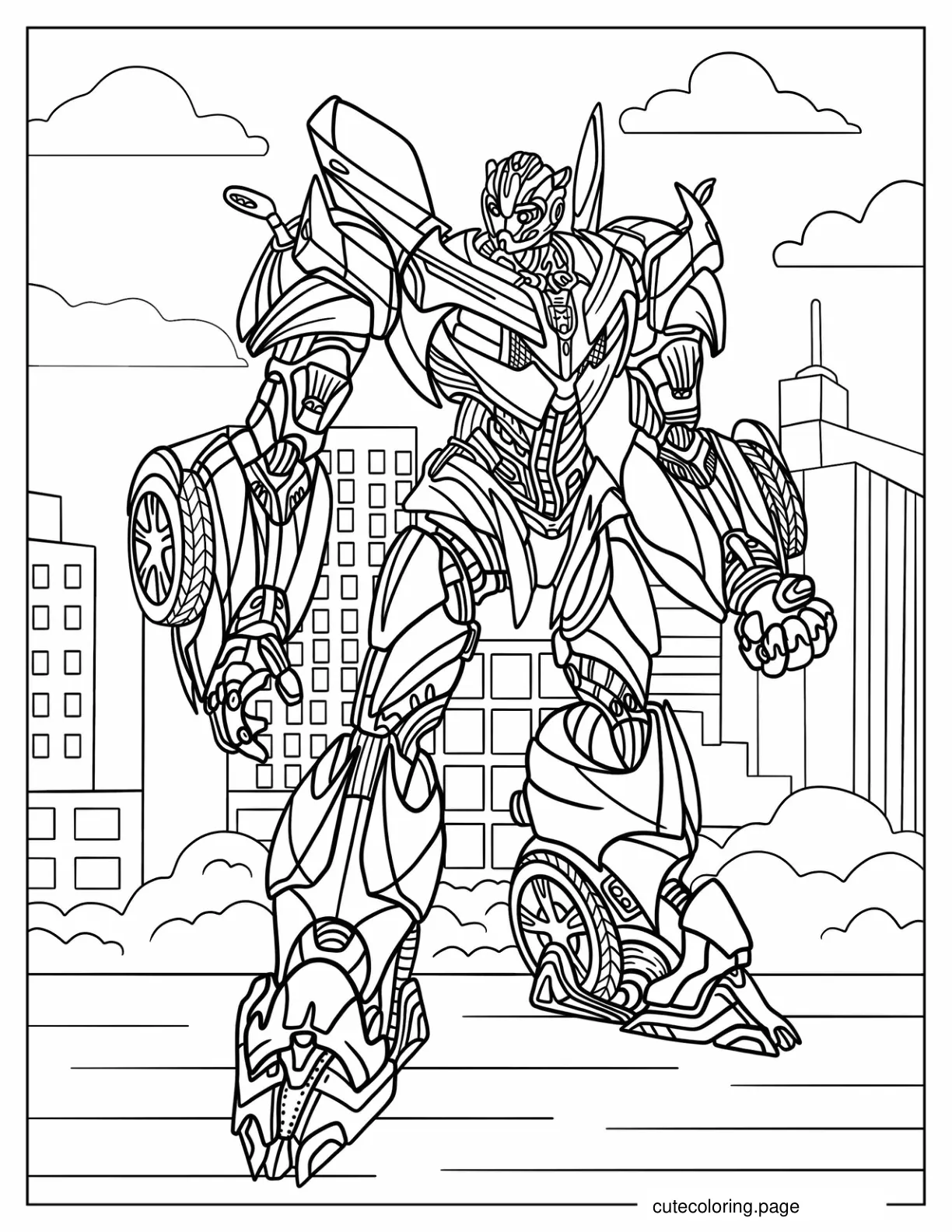 Autobot Bumblebee Form In The City Coloring Page coloring page