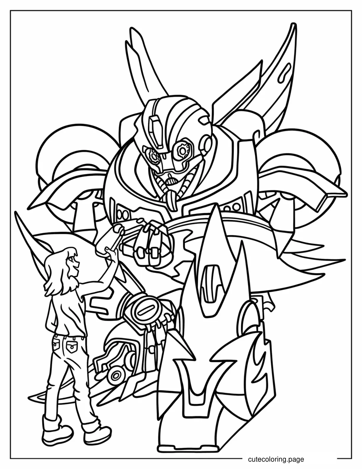 Bumblebee Holding Hands With Charlie Watson Coloring Page coloring page