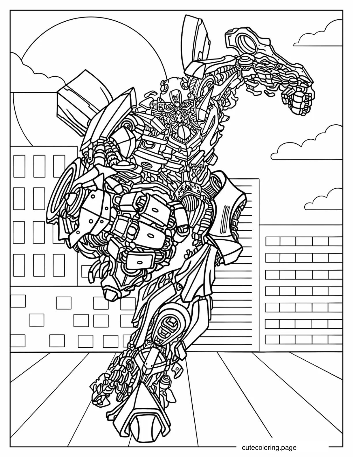 Bumblebee In Fighting Mode Coloring Page coloring page