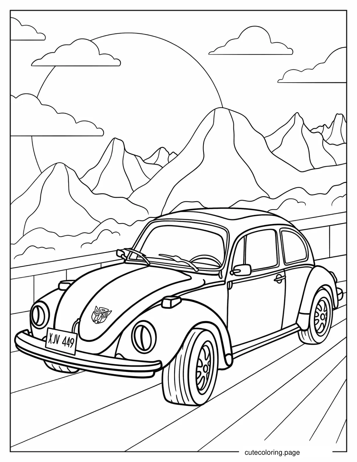 Bumblebee Volkswagen Beetle Coloring Sheet coloring page