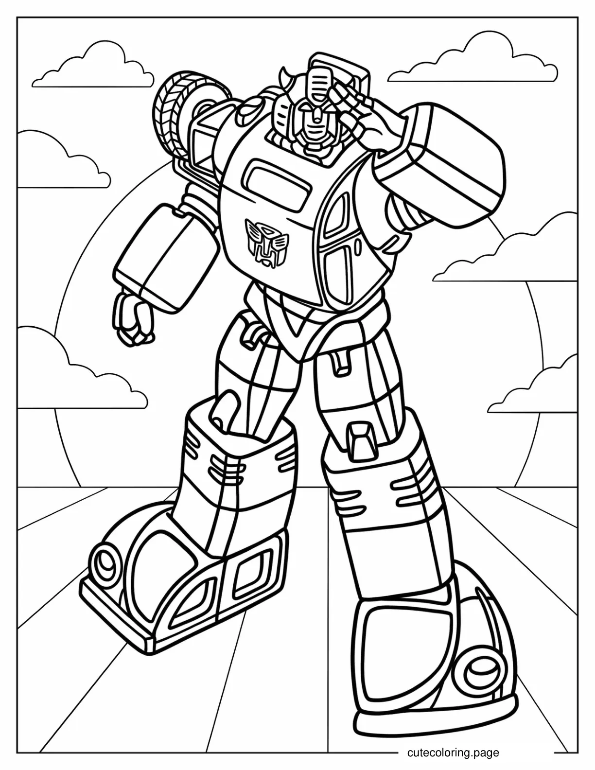 Cartoon Bumblebee Saluting Coloring Sheet For Kids coloring page