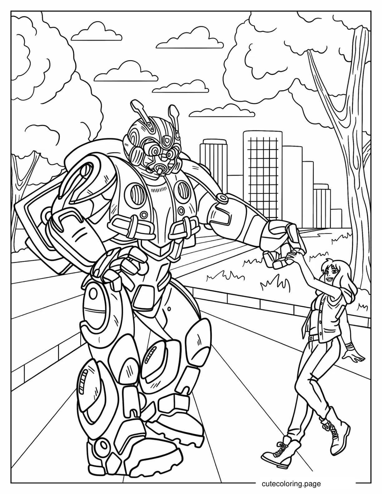 Cartooon Bumblebee Dancing With Charlie Watson coloring page