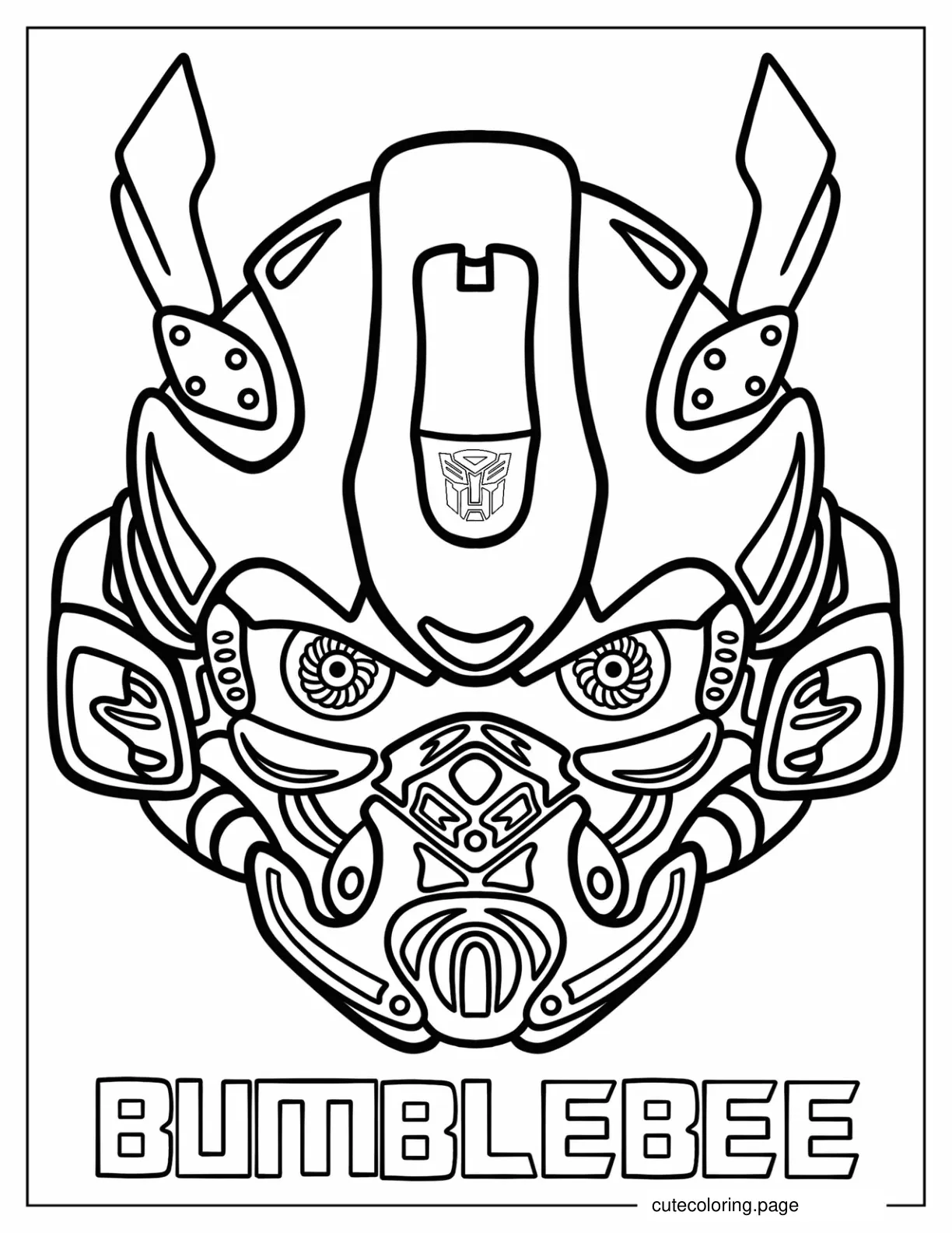 Close Up Of Bumblebee Face Coloring Page coloring page