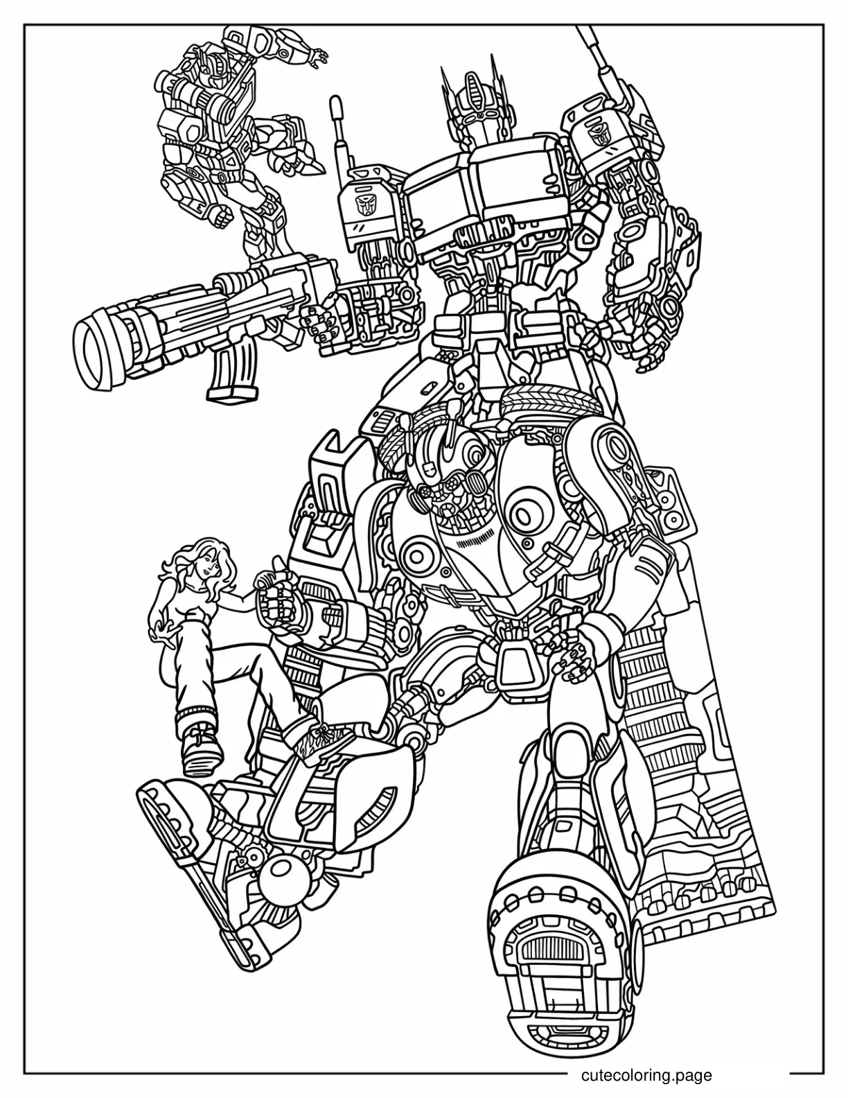 Detailed Bumblebee And Optimus Prime Coloring Page coloring page