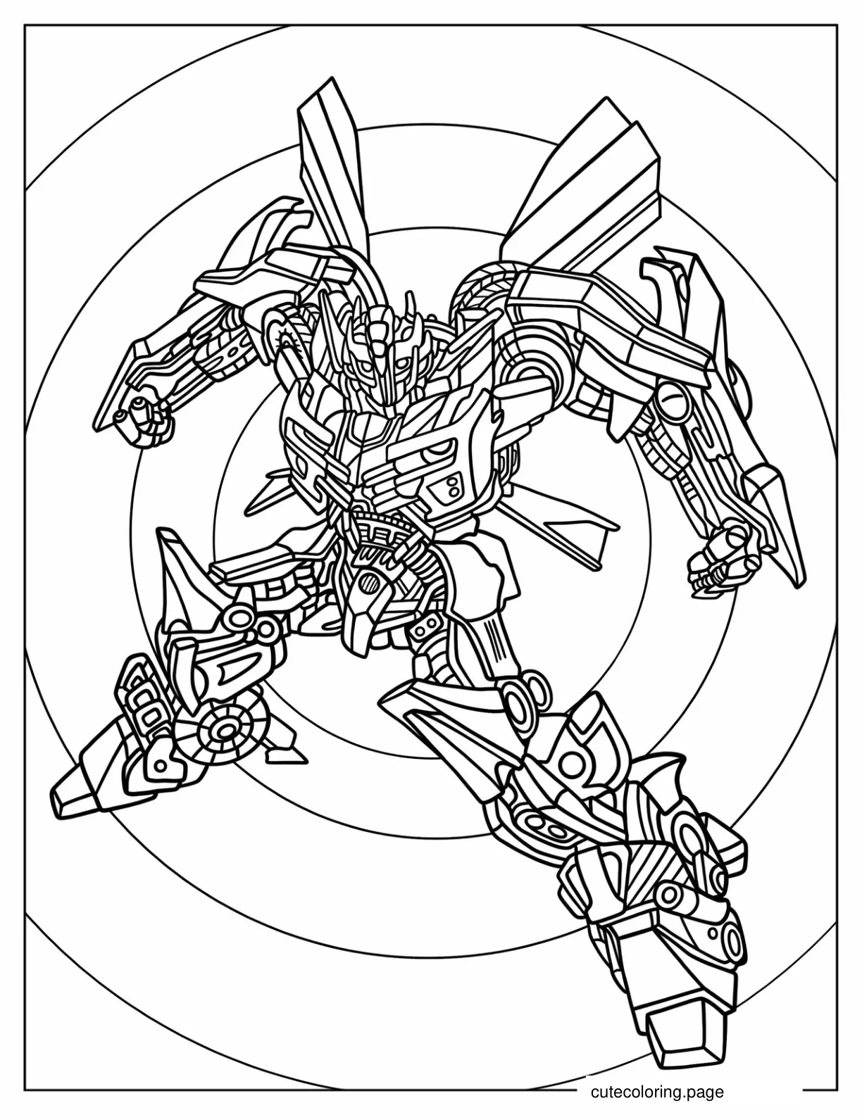 Intricate Autobot Bumblebee Transformation Coloring Sheet coloring page