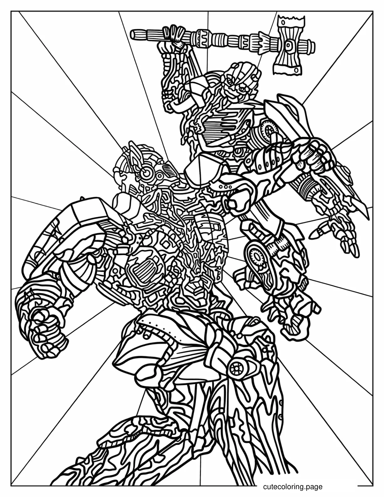 Optimus Prime vs Bumblebee Coloring Page coloring page