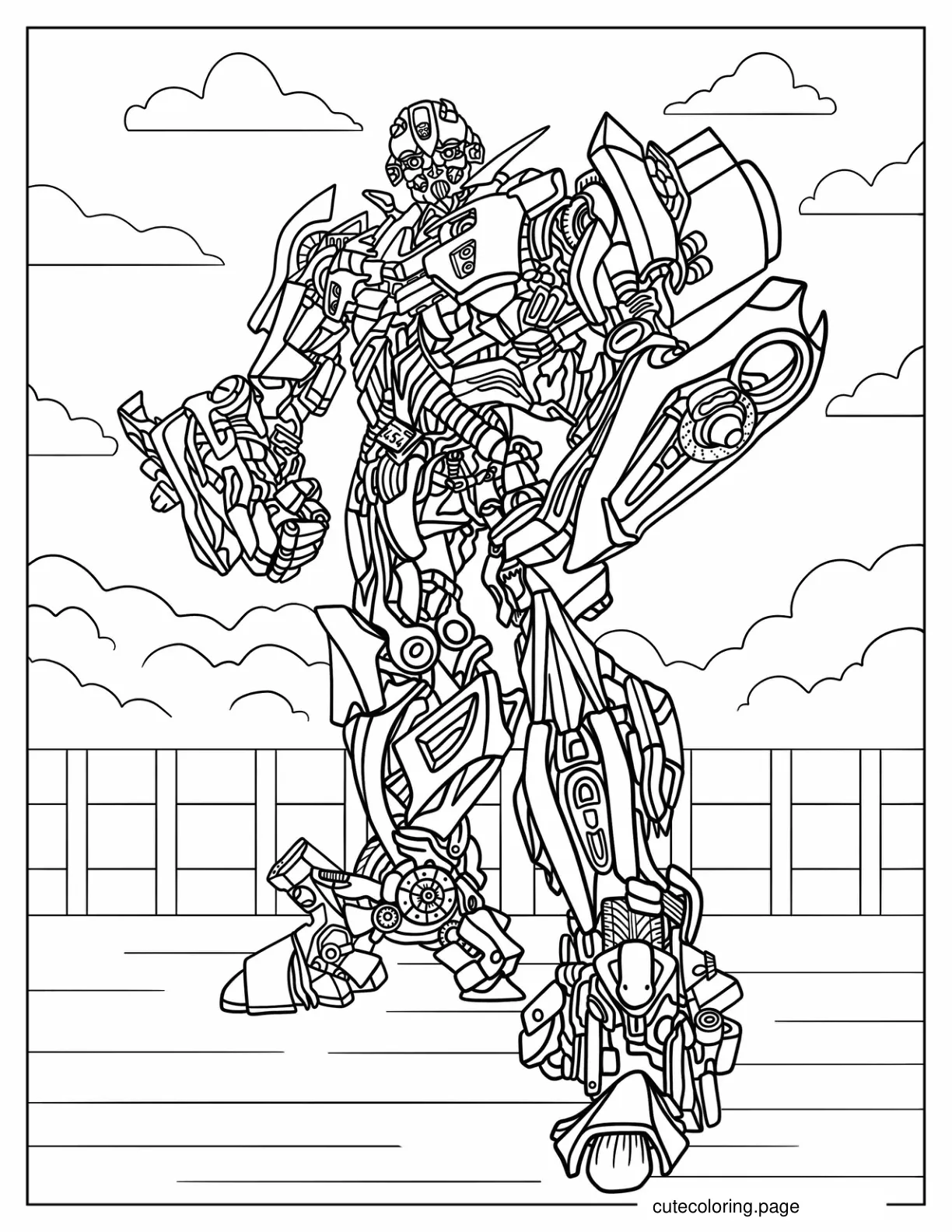 Realistic Autobot Bumblebee coloring page