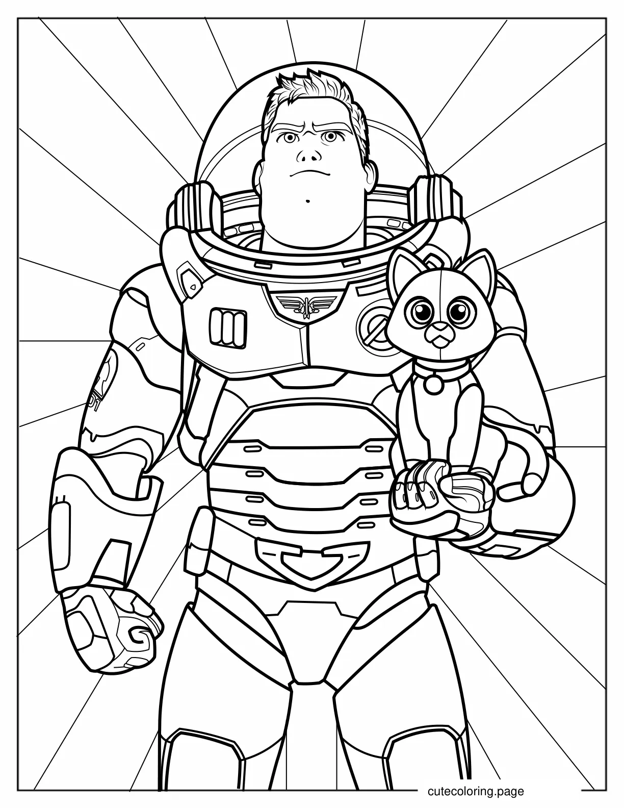 Buzz Holding Sox The Cat coloring page