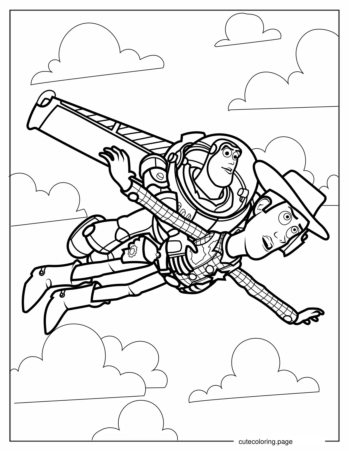 Buzz Lightyear Flying With Woody 1 coloring page