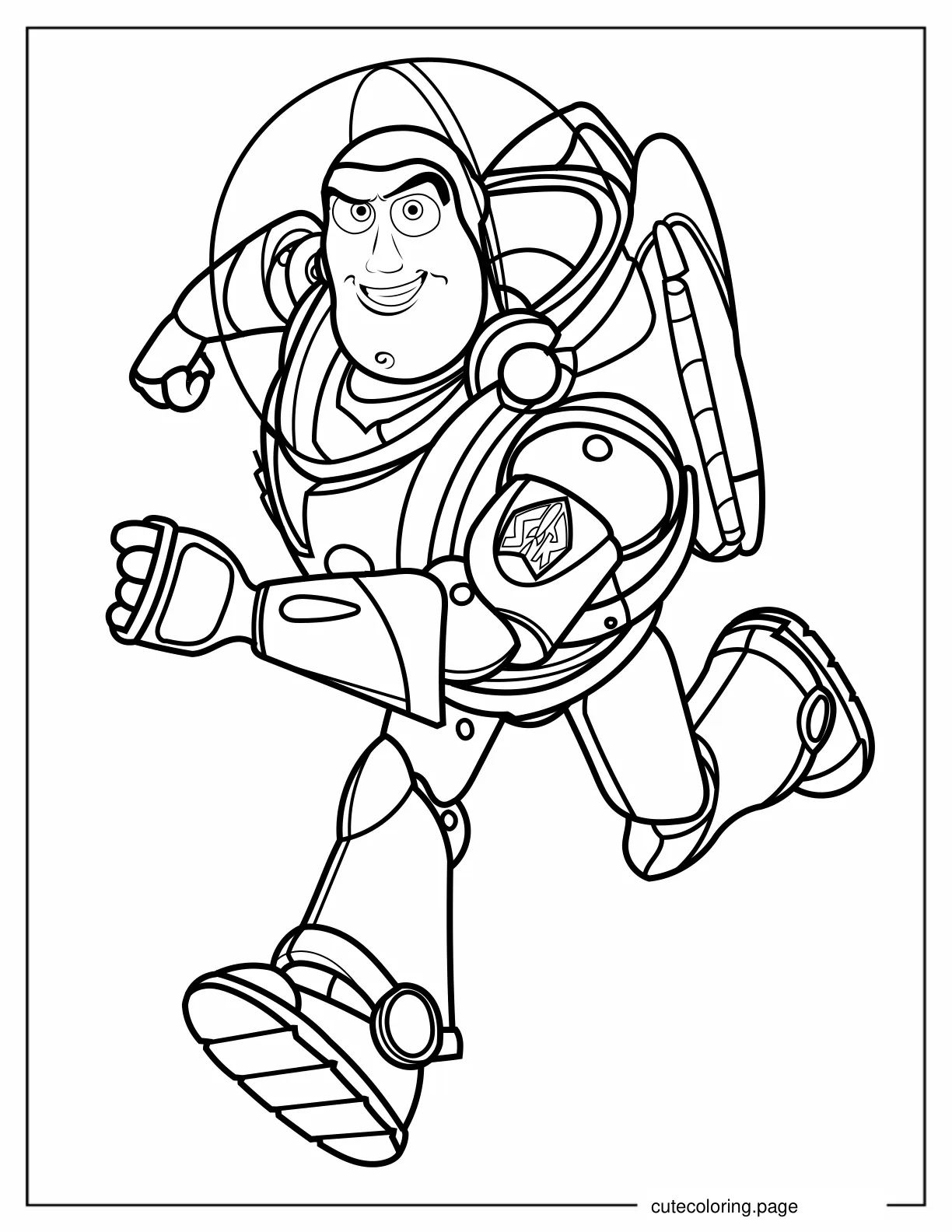 Buzz Lightyear Running Coloring Sheet coloring page